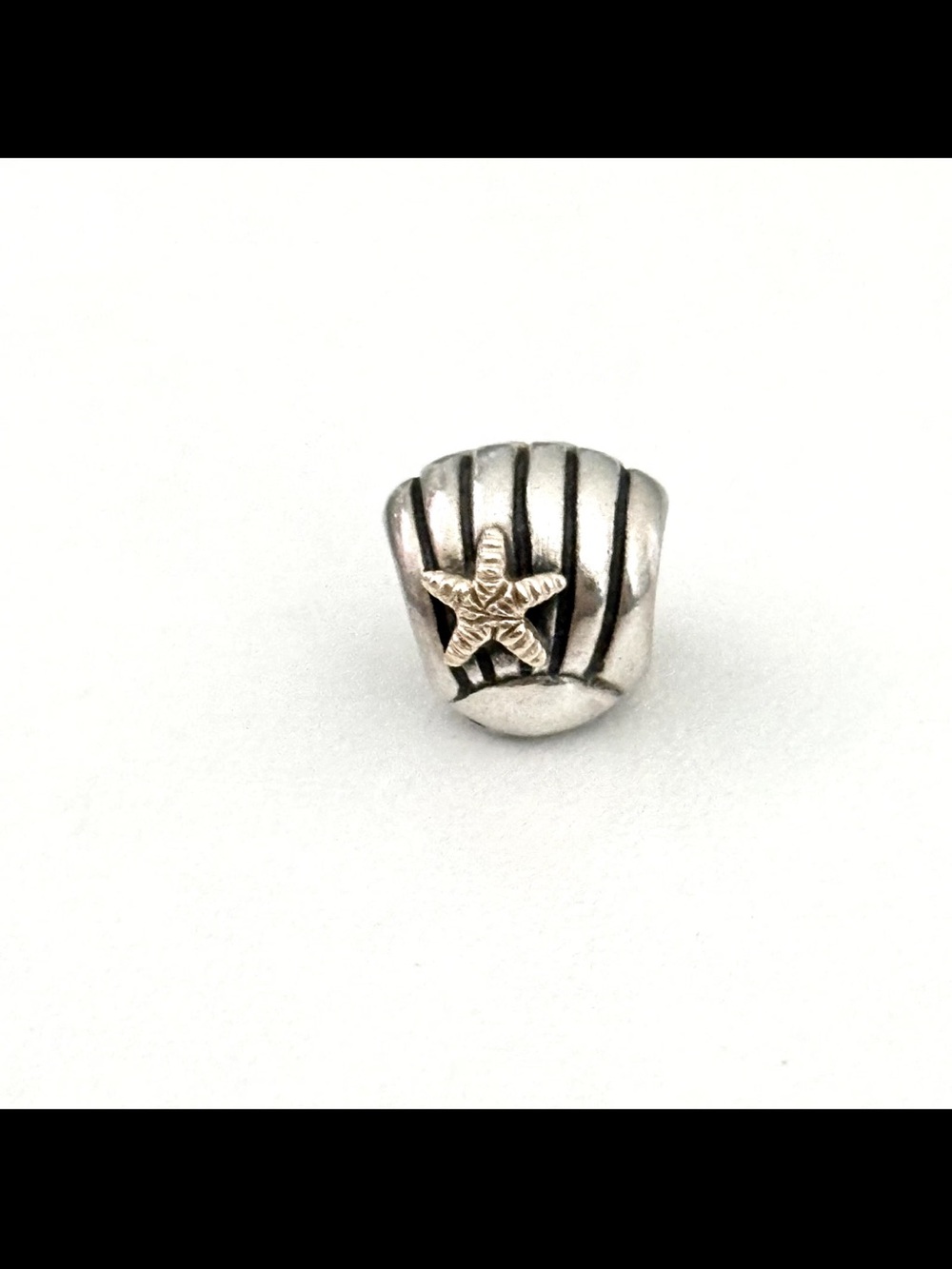 Pandora 925 Sterling Silver 14K Yellow Gold Two Tone Seashell Starfish Charm